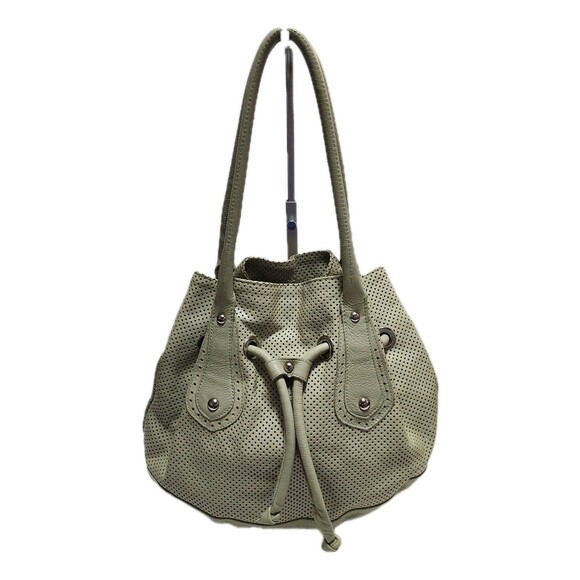 Innue Leather Hobo Shoulder Handbag Light Green In Excellent Condition - Picture 9 of 10